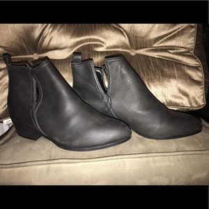 Express Black Low Heel Side Slit Cowboy Boots